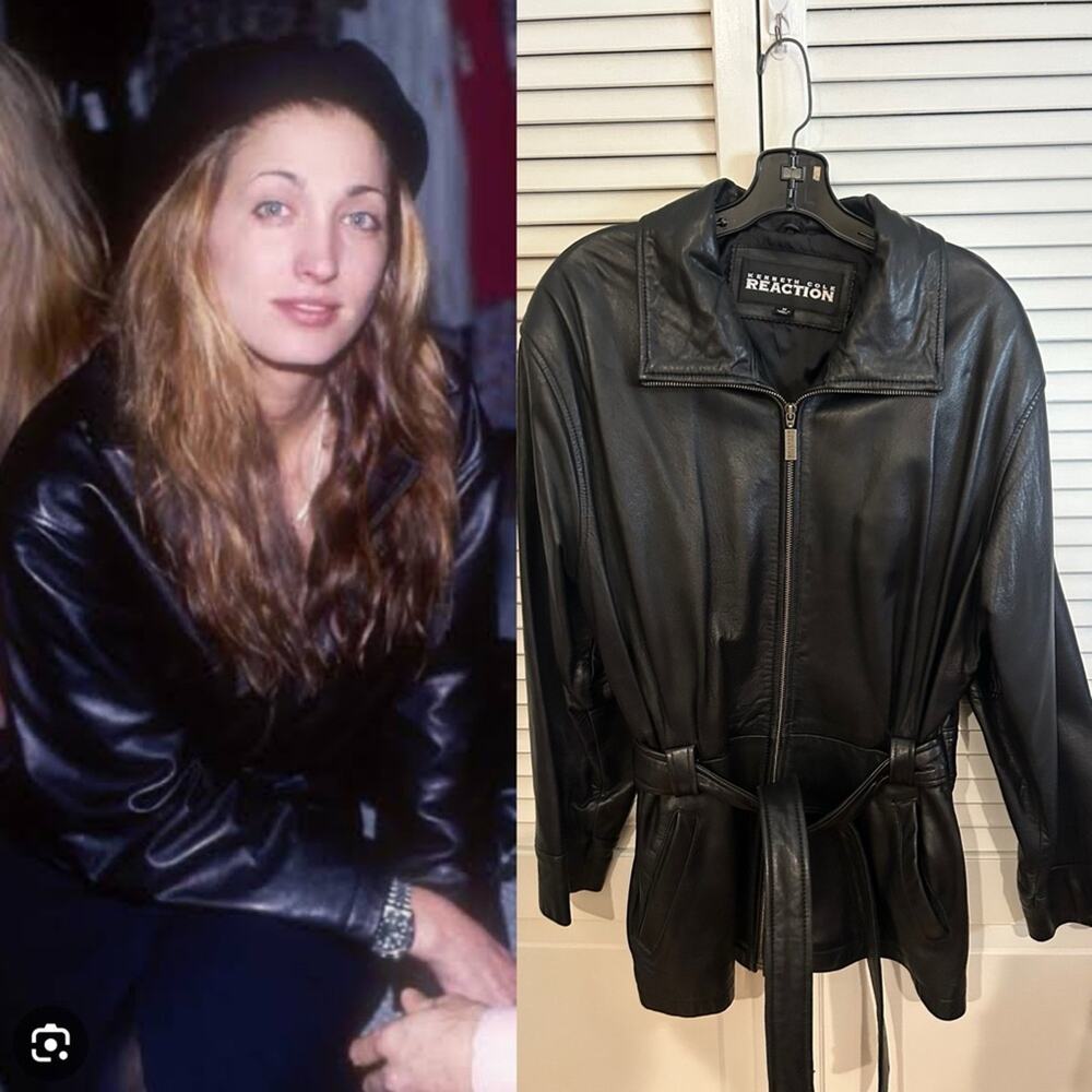 Vintage 90s Y2K Black Leather Jacket Kenneth Cole Medium